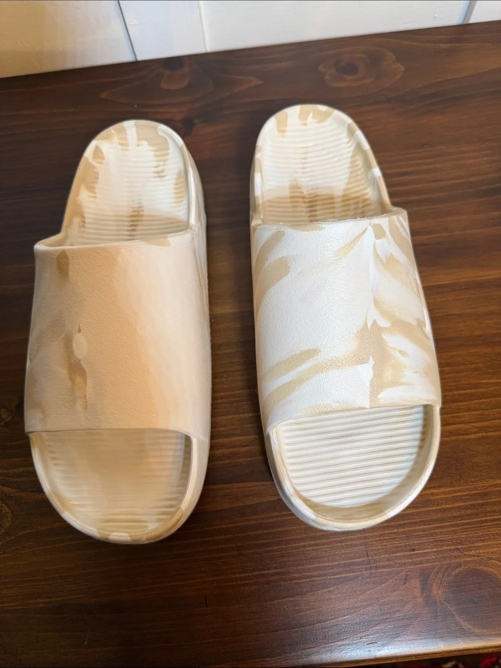 Nike Marbled Foam Slides Cream Beige Comfort Sandals M9 W10